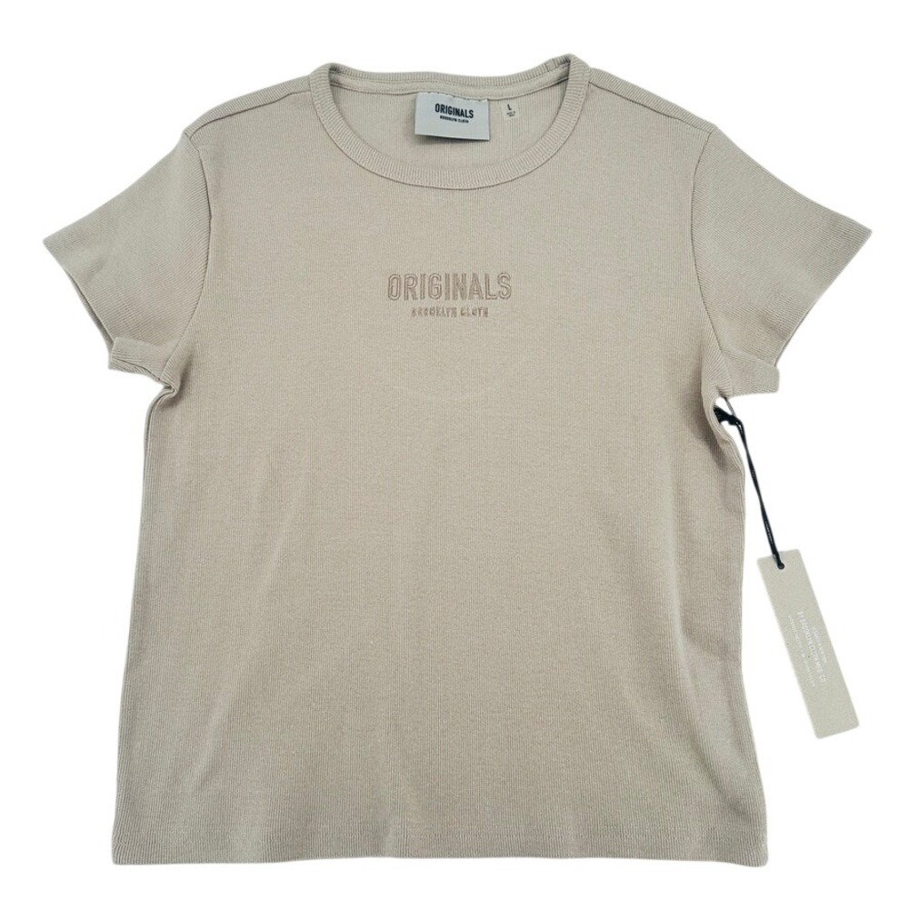 Originals Brooklyn Cloth Ribbed Tee Beige Short Sleeve Large NWT